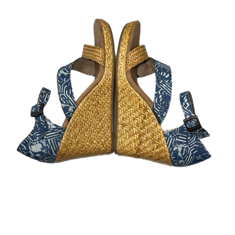 Toms Clarissa Blue Tan Wedge Size 8 Women Excellent Condition - Picture 5 of 9